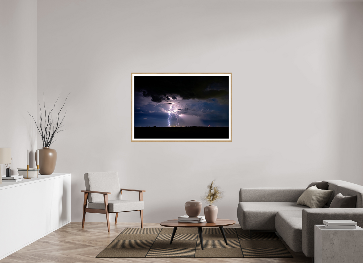 54 x 36″, Metallic Photo Print under Acrylic Glass Elk City Lightning Strike