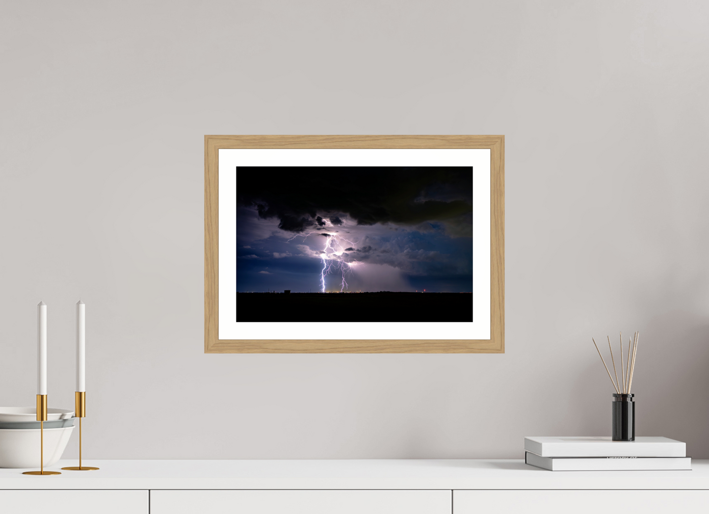 15 x 10″, Metallic Photo Print under Acrylic Glass Elk City Lightning Strike