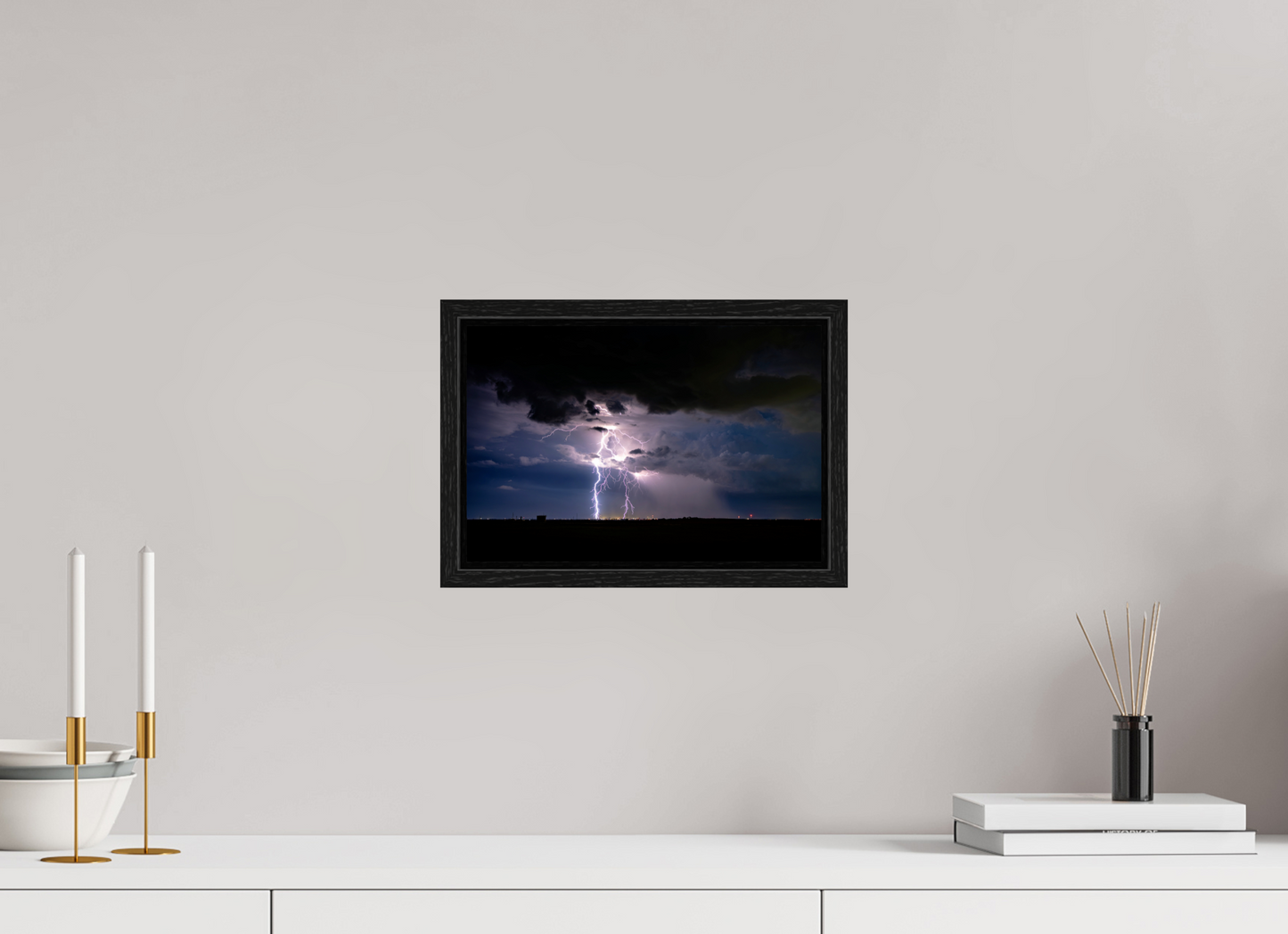 12 x 8″, Floater Frame Elk City Lightning Strike