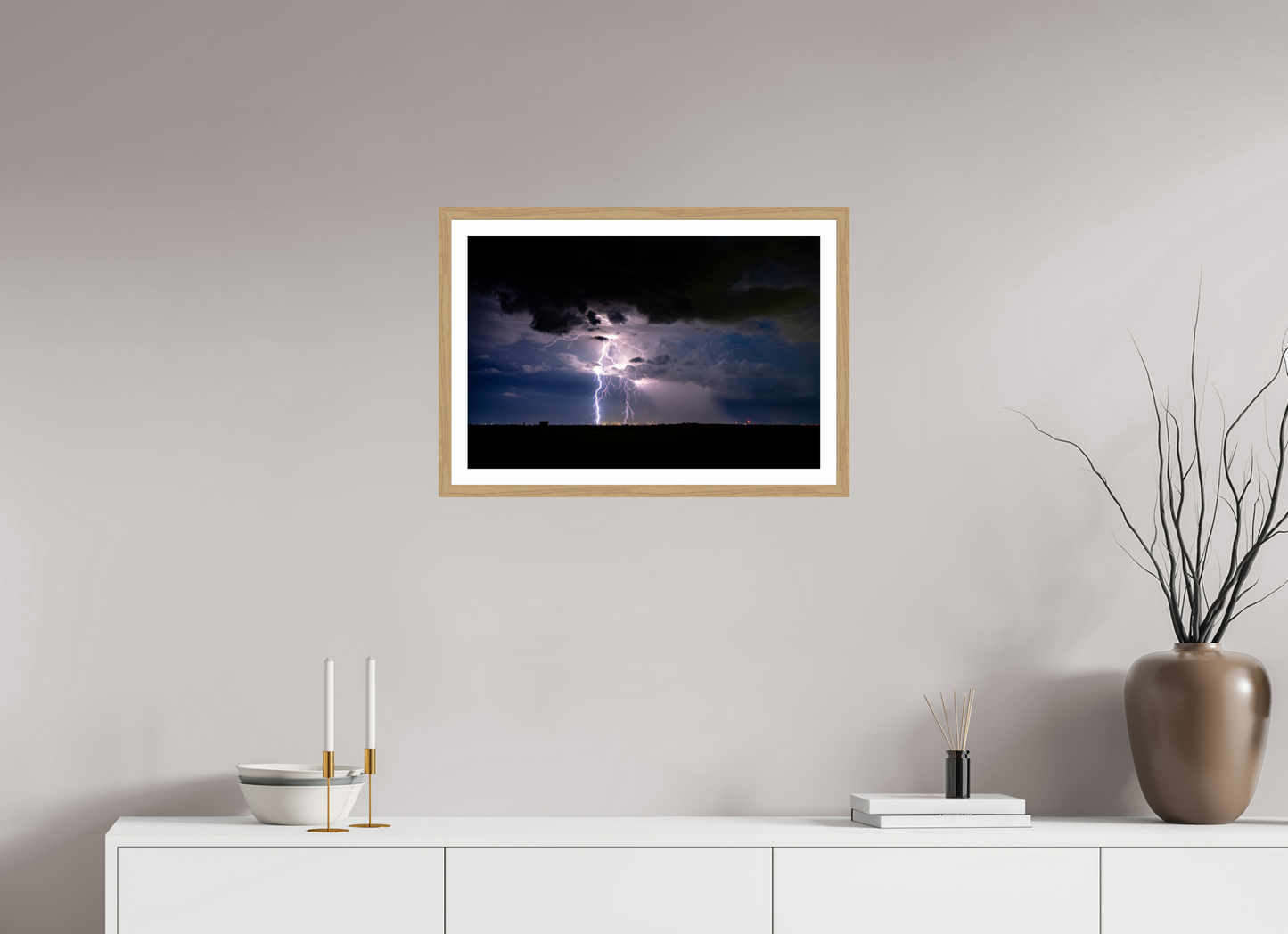 24 x 16″, Metallic Photo Print under Acrylic Glass Elk City Lightning Strike