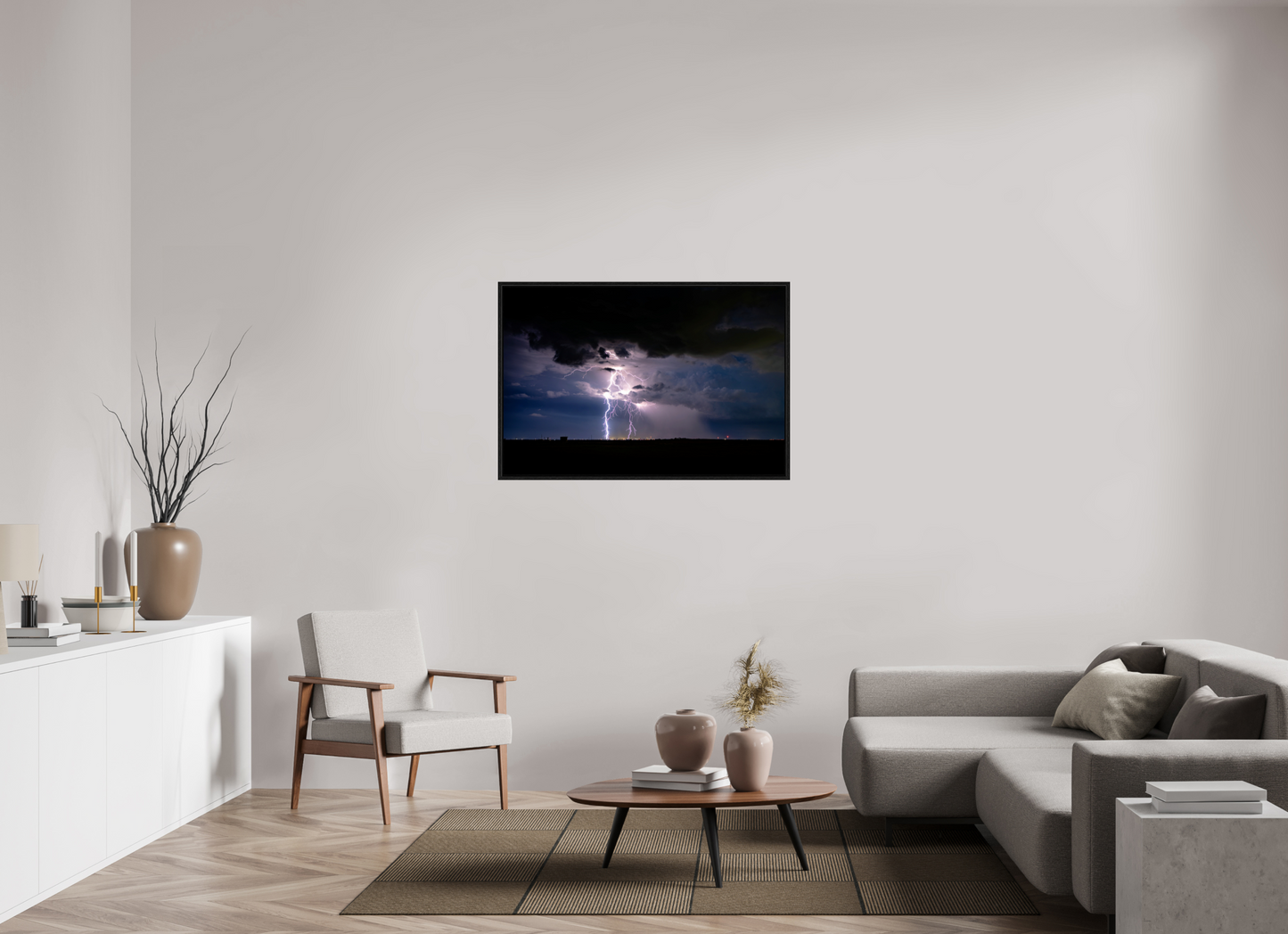 45 x 30″, Floater Frame Elk City Lightning Strike