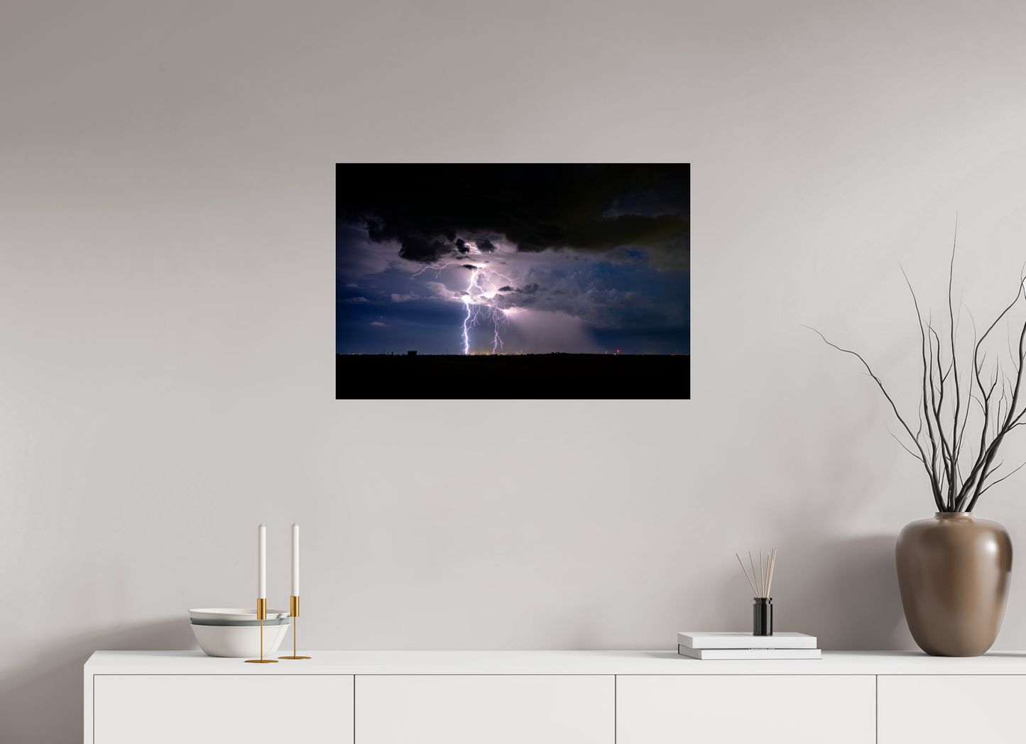30 x 20″, Photo Print Under Acrylic Glass Elk City Lightning Strike