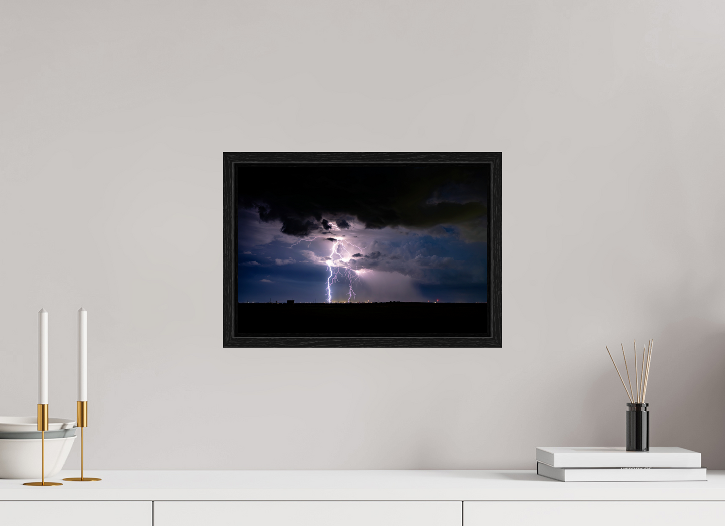 15 x 10″, Floater Frame Elk City Lightning Strike