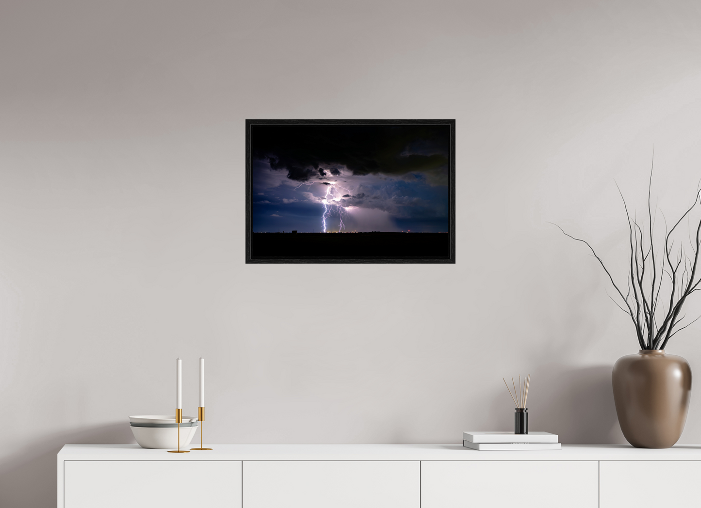24 x 16″, Floater Frame Elk City Lightning Strike