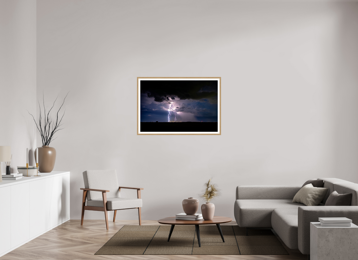 45 x 30″, Metallic Photo Print under Acrylic Glass Elk City Lightning Strike