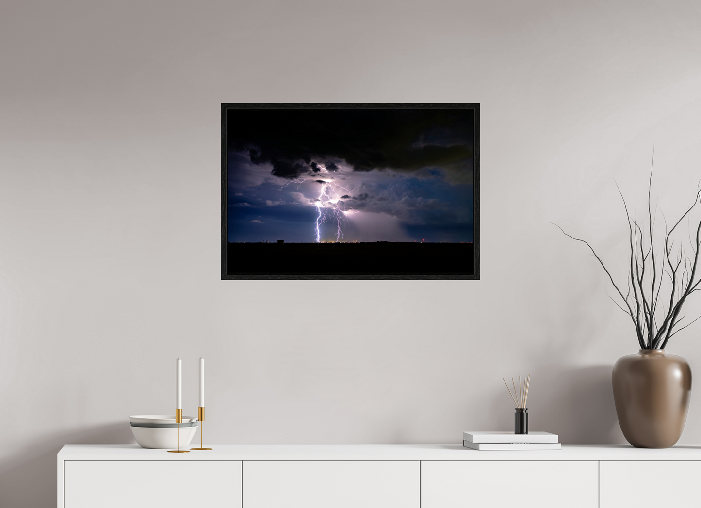 30 x 20″, Floater Frame Elk City Lightning Strike